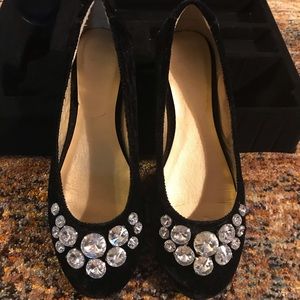 Black Velvet & Rhinestone Flats